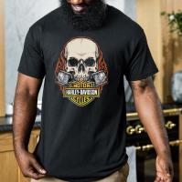 Product Bikergod Harley Davidson Skull T-Shirt Design 2D Full Printed Sizes S - 5XL - DHTSHL31