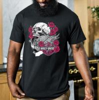 Product Bikergod Harley Davidson Skull T-Shirt Design 2D Full Printed Sizes S - 5XL - DHTSHL32