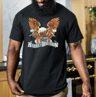 Product Bikergod Harley Davidson Skull T-Shirt Design 2D Full Printed Sizes S - 5XL - DHTSHL47