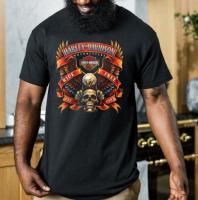 Product Bikergod Harley Davidson Skull T-Shirt Design 2D Full Printed Sizes S - 5XL - DHTSHL56