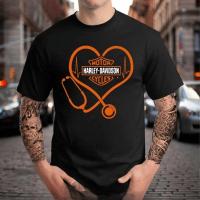 Product Bikergod Harley Davidson Nurse Stethoscope Heart T-shirt, Crew-neck Sweatshirt, Hoodie, Tank Top, V-neck T-shirt Design 2D Full Printed Sizes S - 5XL - NABB95
