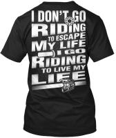 Product Bikergod Motorcycle I Don't Go Ride To Escape My Life T-shirt, Crew-neck Sweatshirt, Hoodie, Tank Top, V-neck T-shirt Design 2D Full Printed Sizes S - 5XL - NMAO153